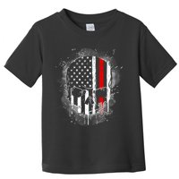 Firemen Red Line Flag Skull Toddler T-Shirt