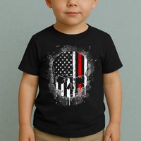 Firemen Red Line Flag Skull Toddler T-Shirt
