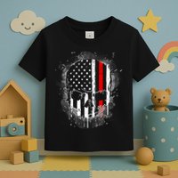 Firemen Red Line Flag Skull Toddler T-Shirt