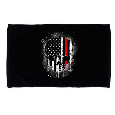 Firemen Red Line Flag Skull Microfiber Hand Towel
