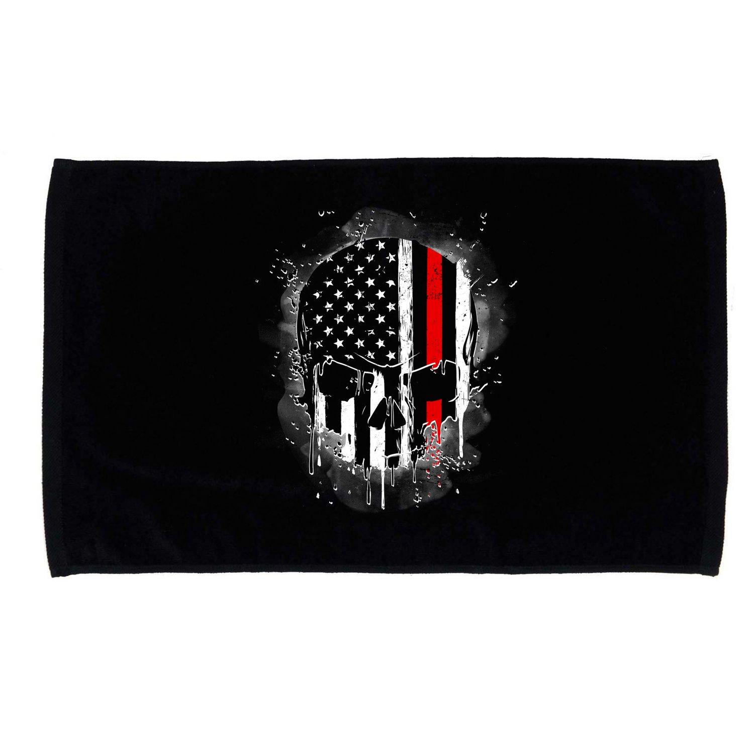 Firemen Red Line Flag Skull Microfiber Hand Towel