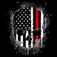 Firemen Red Line Flag Skull Kids T-Shirt