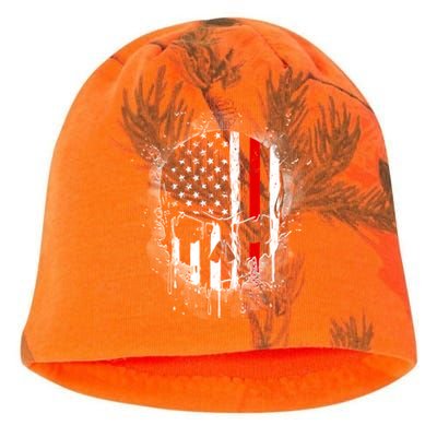 Firemen Red Line Flag Skull Kati - Camo Knit Beanie