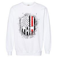 Firemen Red Line Flag Skull Garment-Dyed Sweatshirt
