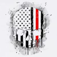 Firemen Red Line Flag Skull Garment-Dyed Sweatshirt