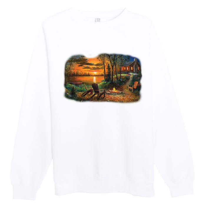 Fireside Scene Premium Crewneck Sweatshirt