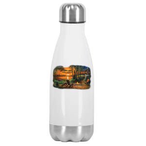 Fireside Scene Stainless Steel Insulated Water Bottle