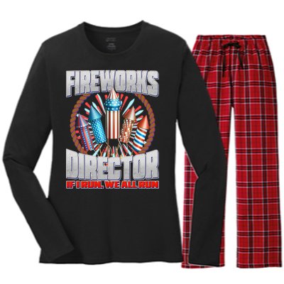 Fireworks Director If I Run, We All Run Women's Long Sleeve Flannel Pajama Set 