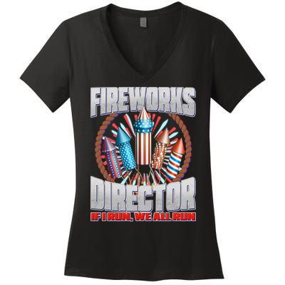Fireworks Director If I Run, We All Run Women's V-Neck T-Shirt