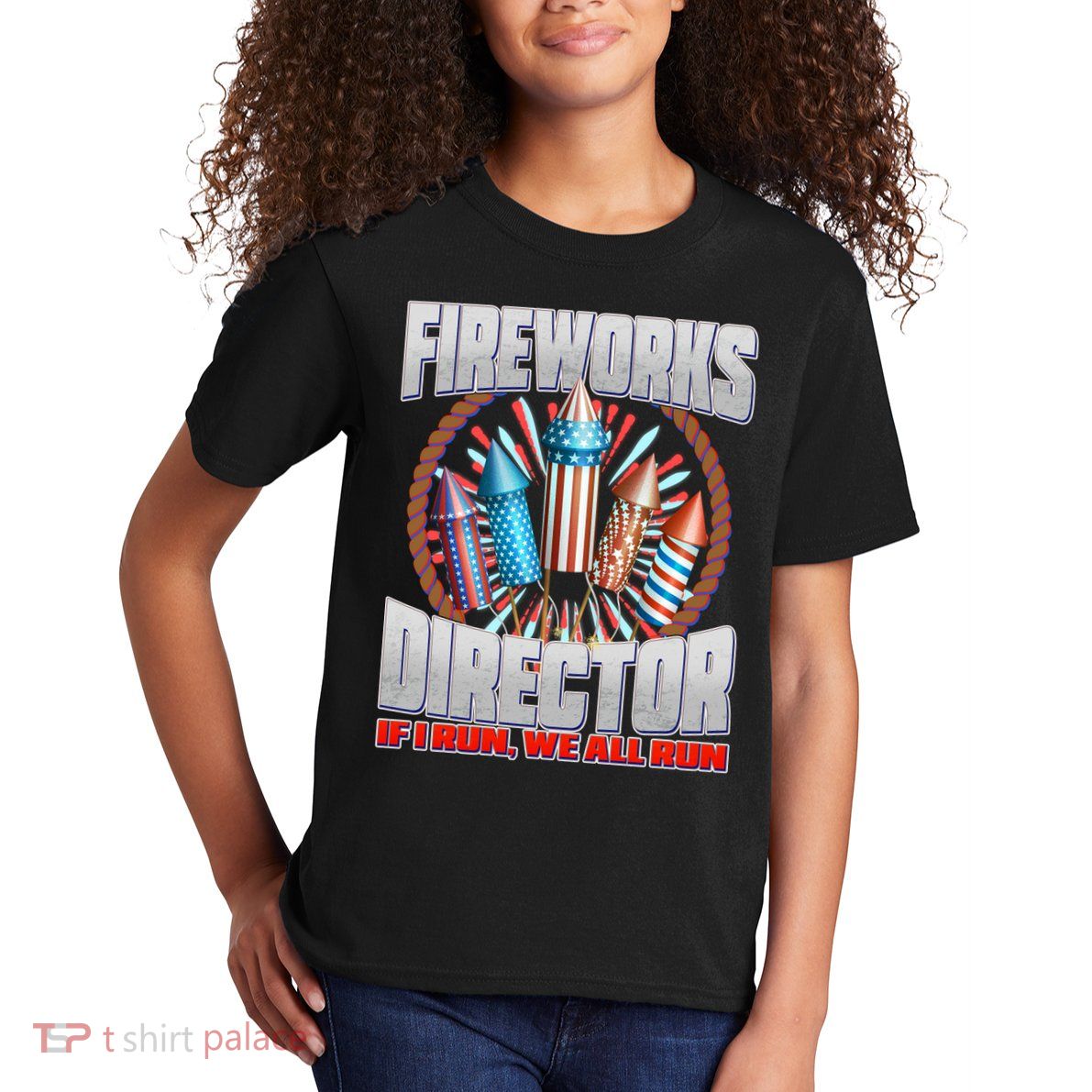 Fireworks Director If I Run, We All Run Kids T-Shirt