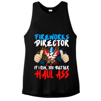 Fireworks Director If I Run You Better Haul Ass Ladies PosiCharge Tri-Blend Wicking Tank
