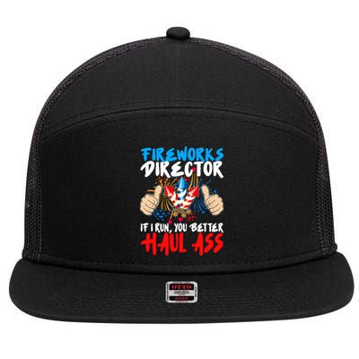 Fireworks Director If I Run You Better Haul Ass 7 Panel Mesh Trucker Snapback Hat