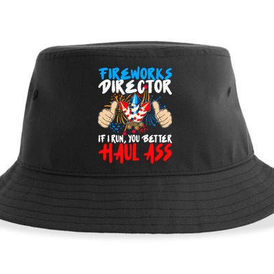 Fireworks Director If I Run You Better Haul Ass Sustainable Bucket Hat