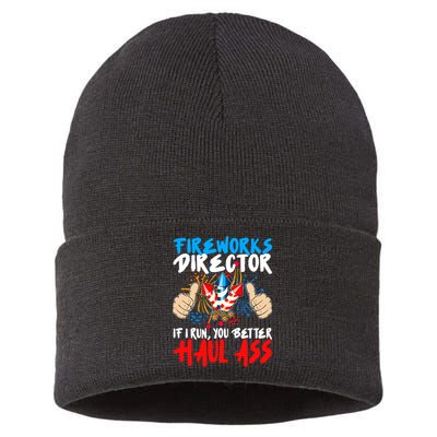 Fireworks Director If I Run You Better Haul Ass Sustainable Knit Beanie