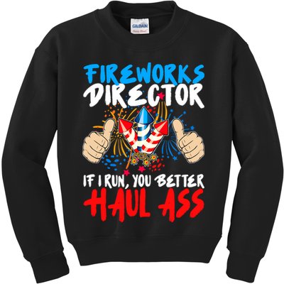 Fireworks Director If I Run You Better Haul Ass Kids Sweatshirt