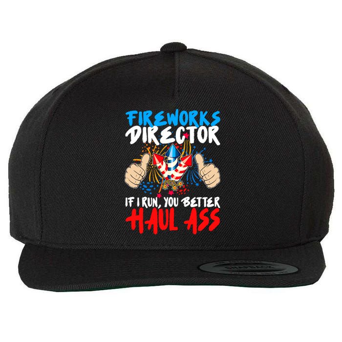 Fireworks Director If I Run You Better Haul Ass Wool Snapback Cap