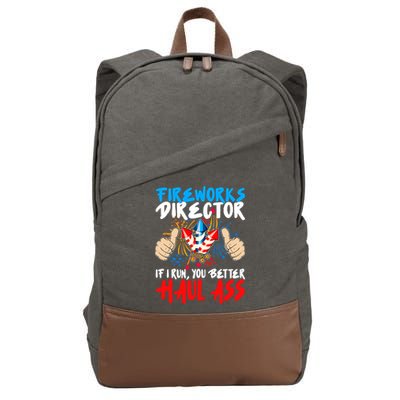 Fireworks Director If I Run You Better Haul Ass Cotton Canvas Backpack