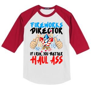 Fireworks Director If I Run You Better Haul Ass Kids Colorblock Raglan Jersey