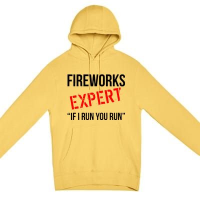 Fireworks Expert If I Run You Run Funny 4th of July Premium Pullover Hoodie