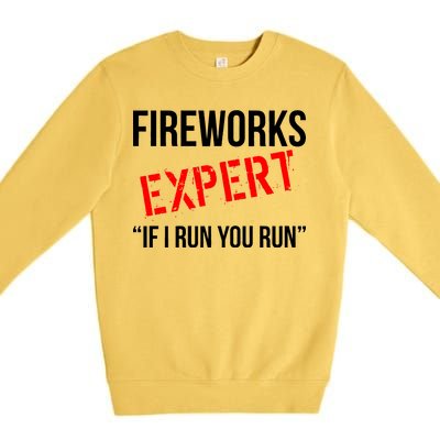 Fireworks Expert If I Run You Run Funny 4th of July Premium Crewneck Sweatshirt