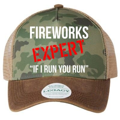 Fireworks Expert If I Run You Run Funny 4th of July Legacy Tie Dye Trucker Hat