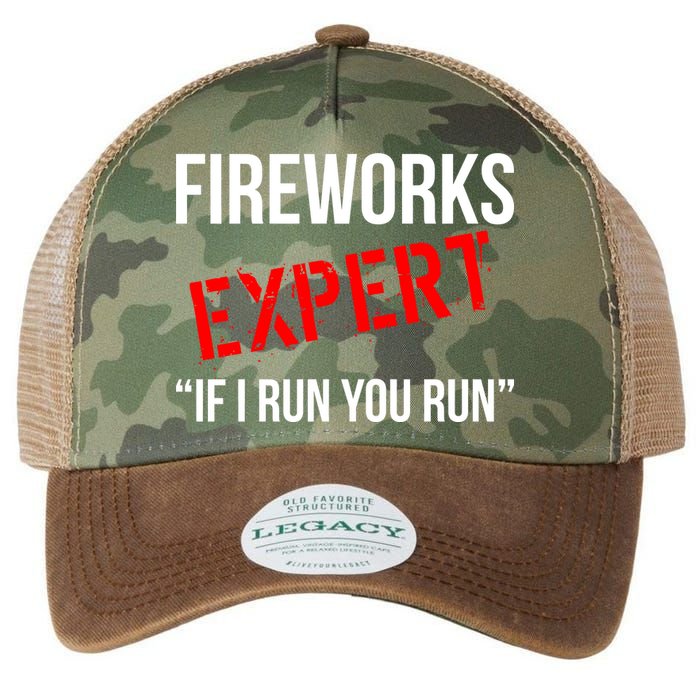 Fireworks Expert If I Run You Run Funny 4th of July Legacy Tie Dye Trucker Hat