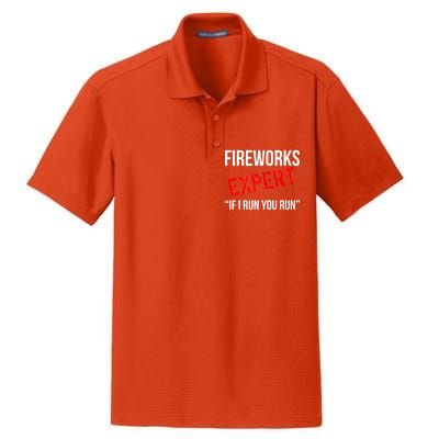 Fireworks Expert If I Run You Run Funny 4th of July Dry Zone Grid Polo