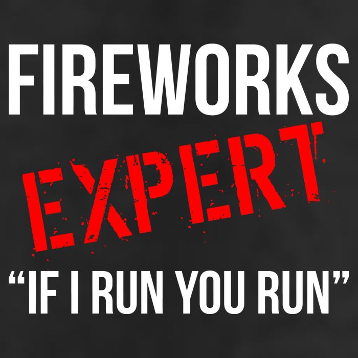Fireworks Expert If I Run You Run Funny 4th of July 7 Panel Mesh Trucker Snapback Hat