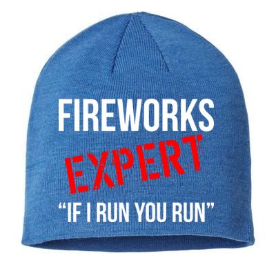 Fireworks Expert If I Run You Run Funny 4th of July Sustainable Beanie