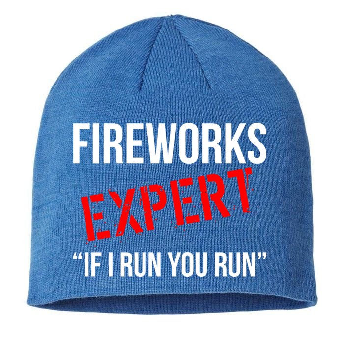 Fireworks Expert If I Run You Run Funny 4th of July Sustainable Beanie