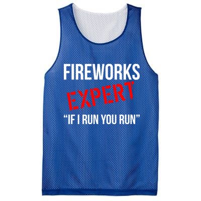 Fireworks Expert If I Run You Run Funny 4th of July Mesh Reversible Basketball Jersey Tank