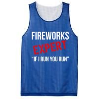 Fireworks Expert If I Run You Run Funny 4th of July Mesh Reversible Basketball Jersey Tank