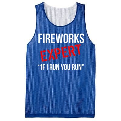 Fireworks Expert If I Run You Run Funny 4th of July Mesh Reversible Basketball Jersey Tank