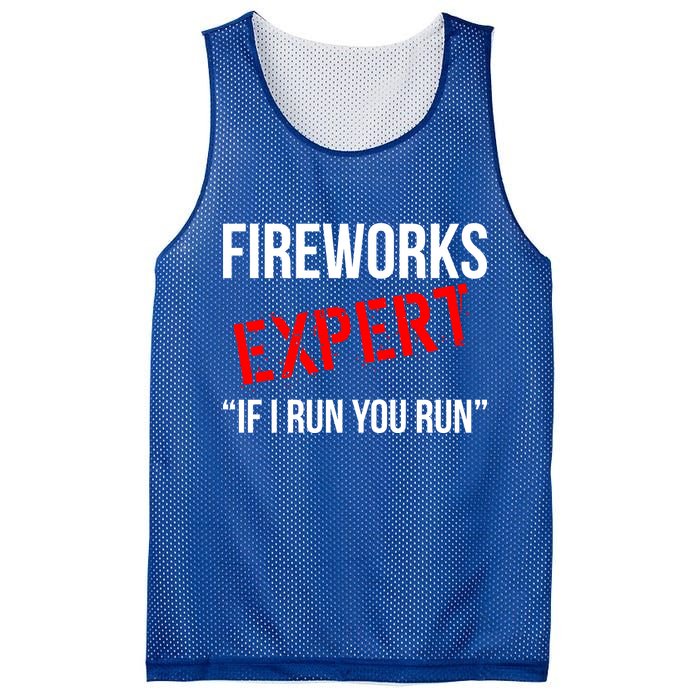 Fireworks Expert If I Run You Run Funny 4th of July Mesh Reversible Basketball Jersey Tank