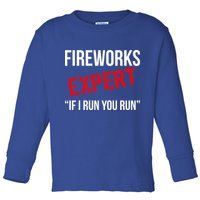 Fireworks Expert If I Run You Run Funny 4th of July Toddler Long Sleeve Shirt
