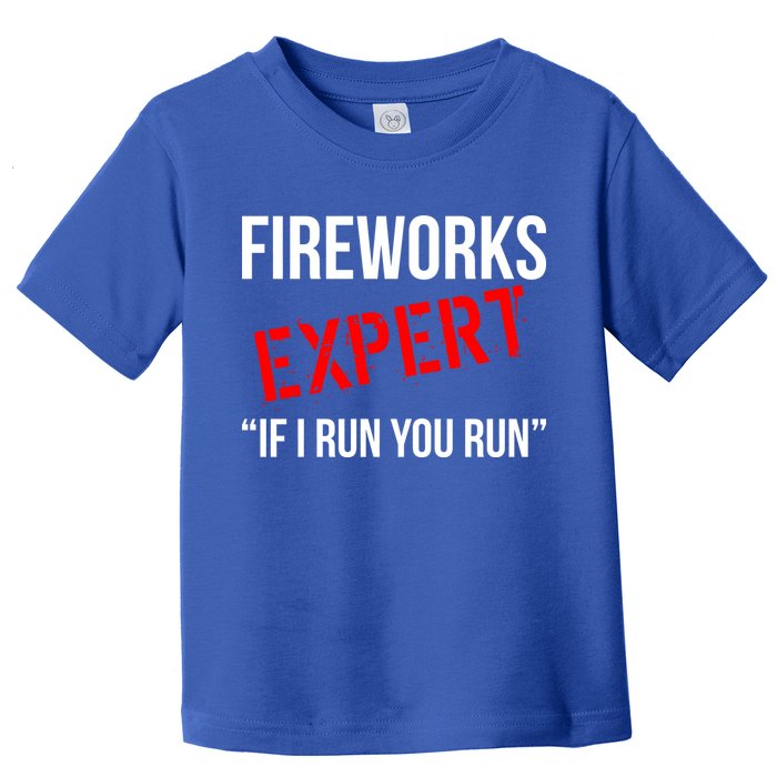 Fireworks Expert If I Run You Run Funny 4th of July Toddler T-Shirt