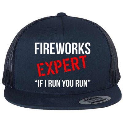 Fireworks Expert If I Run You Run Funny 4th of July Flat Bill Trucker Hat