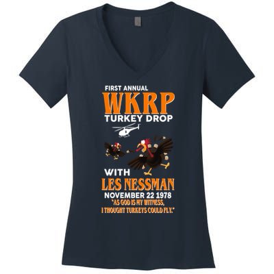 First Annual Turkey Drop Turkey Women's V-Neck T-Shirt