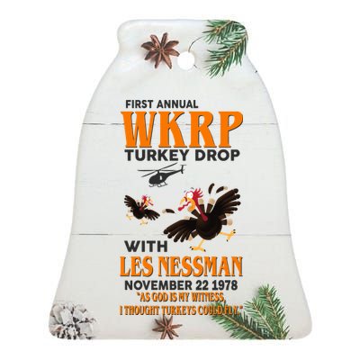 First Annual Turkey Drop Turkey Ceramic Bell Ornament