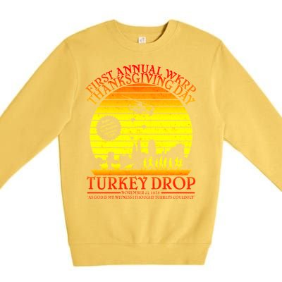 First Annual WKRP Thanksgiving Day Turkey Drop Retro Premium Crewneck Sweatshirt