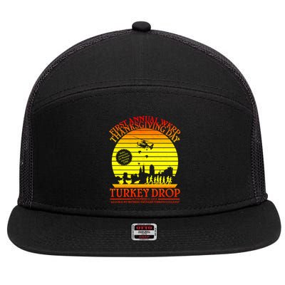 First Annual WKRP Thanksgiving Day Turkey Drop Retro 7 Panel Mesh Trucker Snapback Hat
