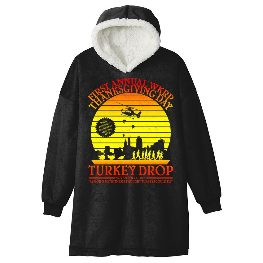First Annual WKRP Thanksgiving Day Turkey Drop Retro Hooded Wearable Blanket