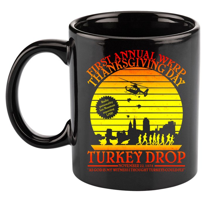 First Annual WKRP Thanksgiving Day Turkey Drop Retro 11oz C Handle Ceramic Mug