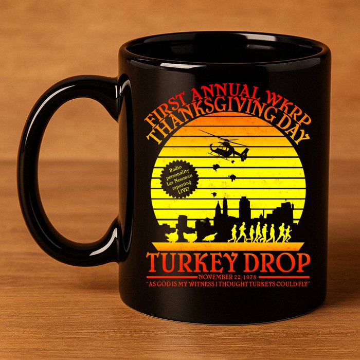 First Annual WKRP Thanksgiving Day Turkey Drop Retro 11oz C Handle Ceramic Mug