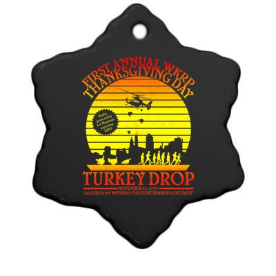 First Annual WKRP Thanksgiving Day Turkey Drop Retro Ceramic Star Ornament