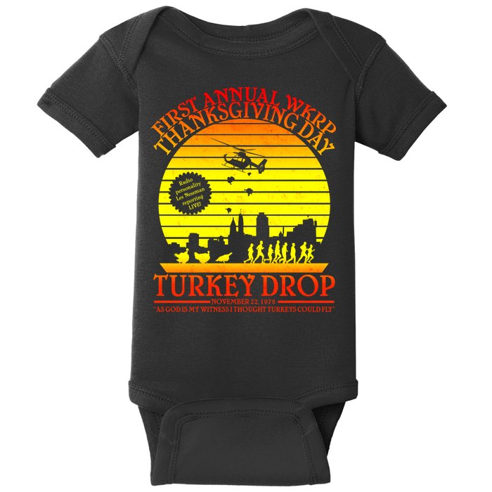 First Annual WKRP Thanksgiving Day Turkey Drop Retro Baby Bodysuit