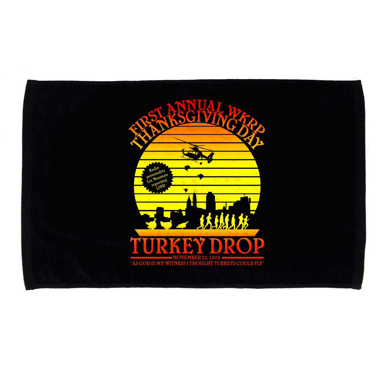 First Annual WKRP Thanksgiving Day Turkey Drop Retro Microfiber Hand Towel