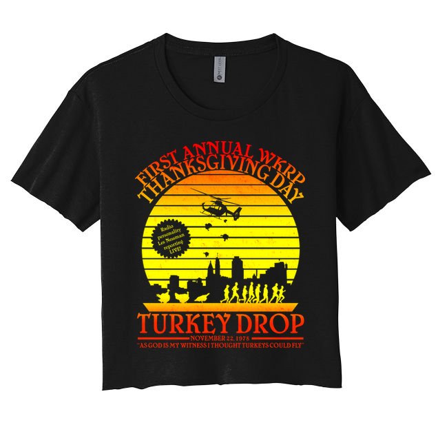 First Annual WKRP Thanksgiving Day Turkey Drop Retro Crop Top