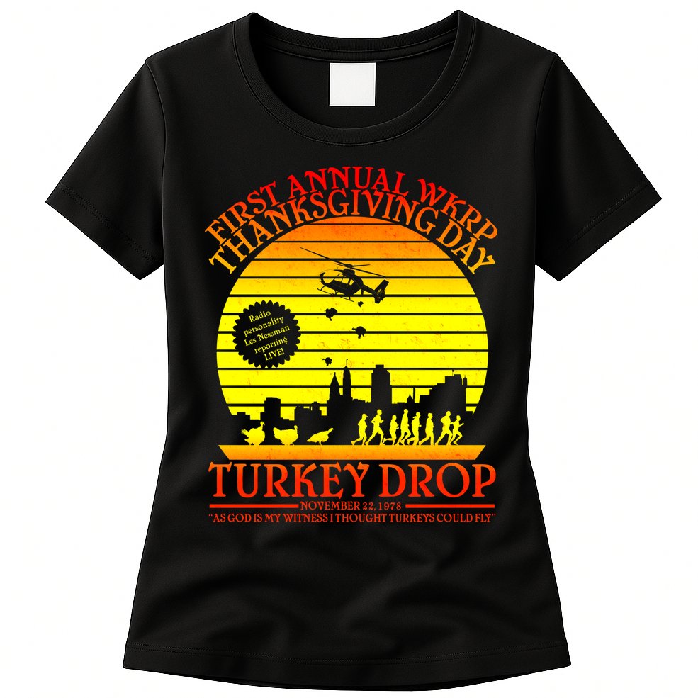 First Annual WKRP Thanksgiving Day Turkey Drop Retro Womens T-Shirt