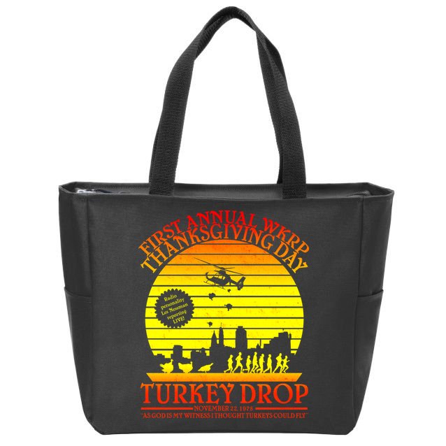 First Annual WKRP Thanksgiving Day Turkey Drop Retro Zip Tote Bag